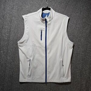 Johnnie-O Vest Men's Med Knockdown Full Zip Gray Pockets